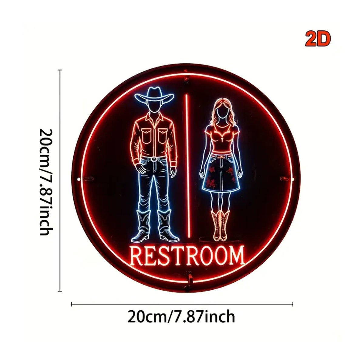 CIFBUY Western Cowboy Neonschild aus Metall, rund, mehrfarbig, Durchmesser: 20,3 cm, Retro Wandkunst für Bar und Café - Bild 6