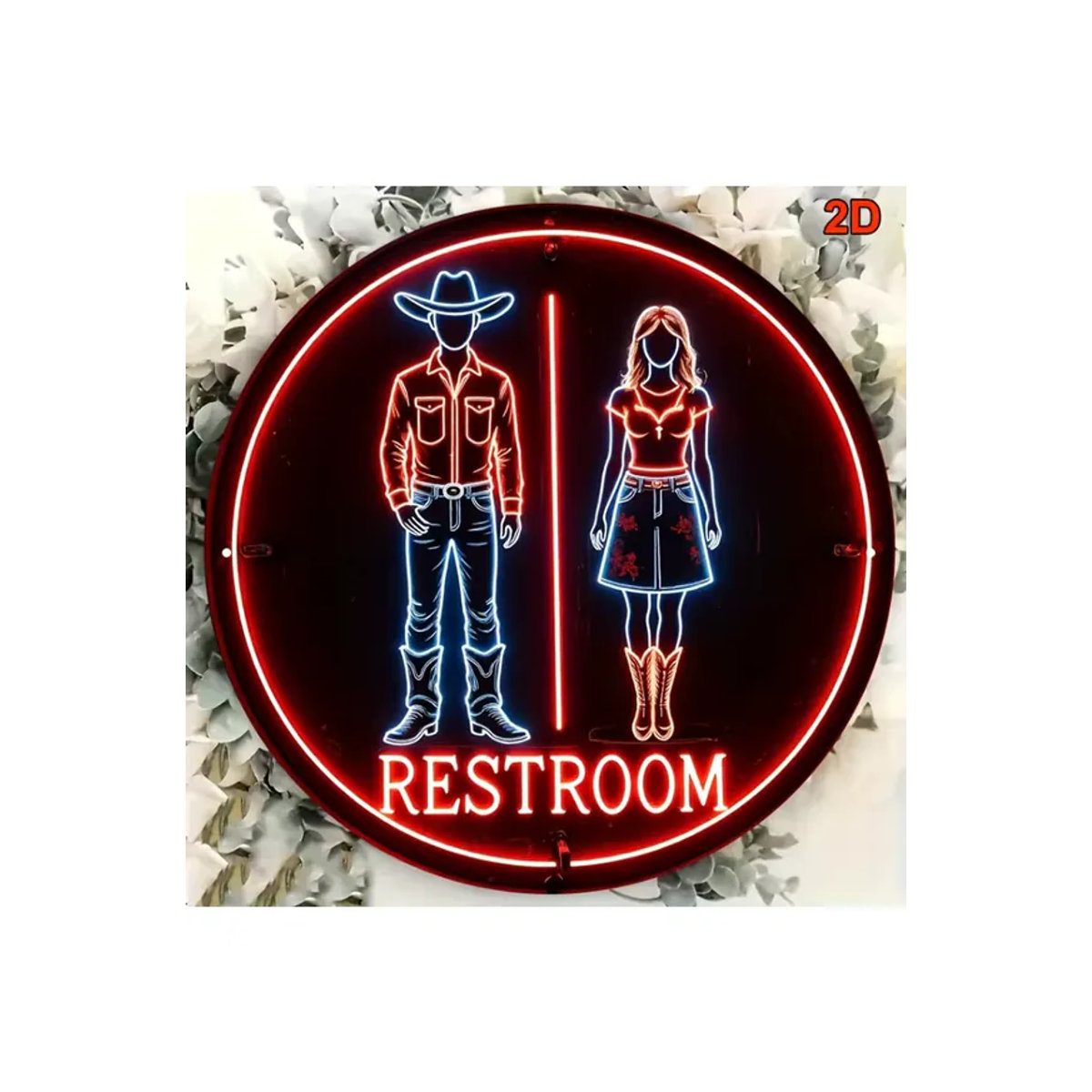 CIFBUY Western Cowboy Neonschild aus Metall, rund, mehrfarbig, Durchmesser: 20,3 cm, Retro Wandkunst für Bar und Café - Bild 7