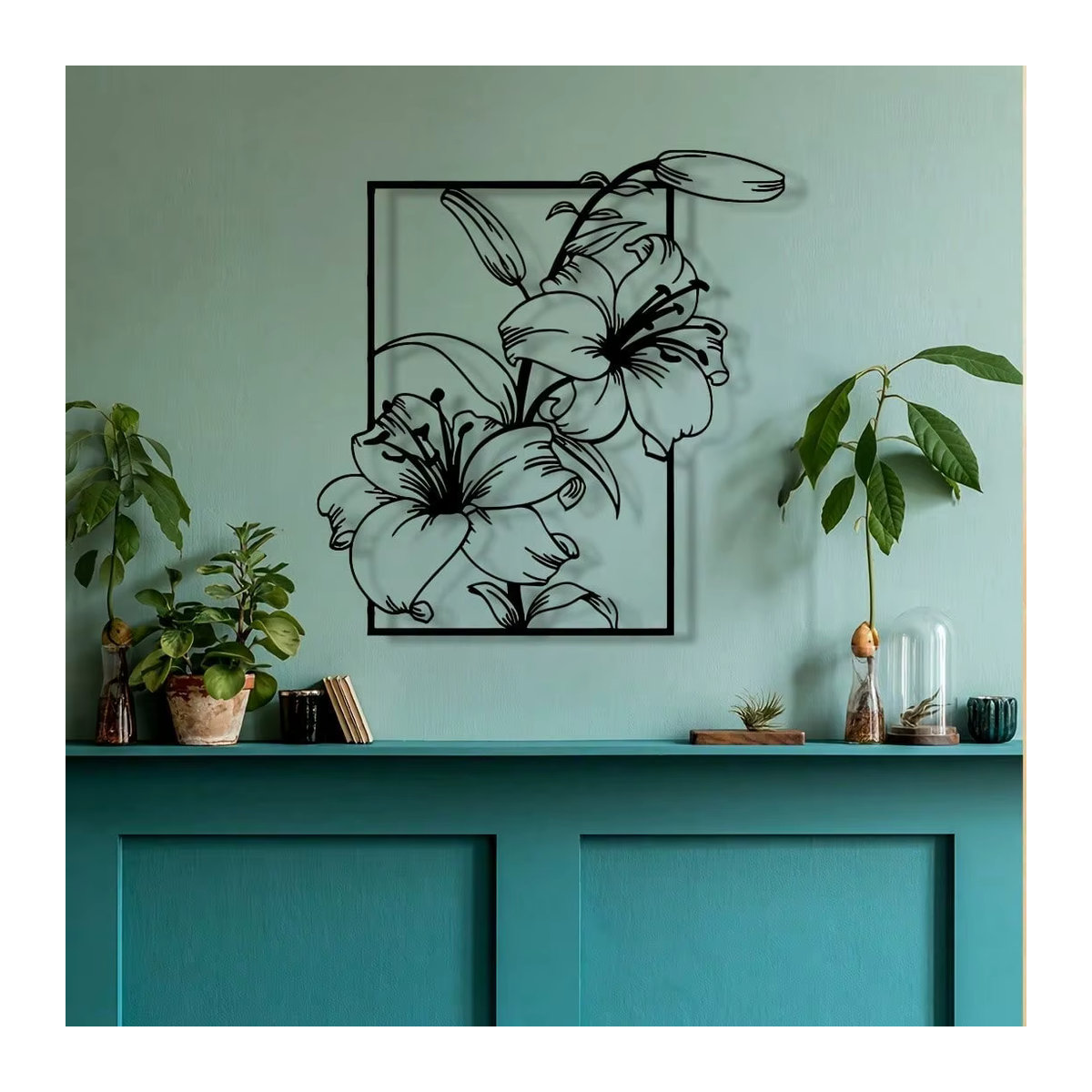 CIFBUY Willkommensschild aus Metall in Schwarz als florale Wanddekoration für den Garten - Bild 1