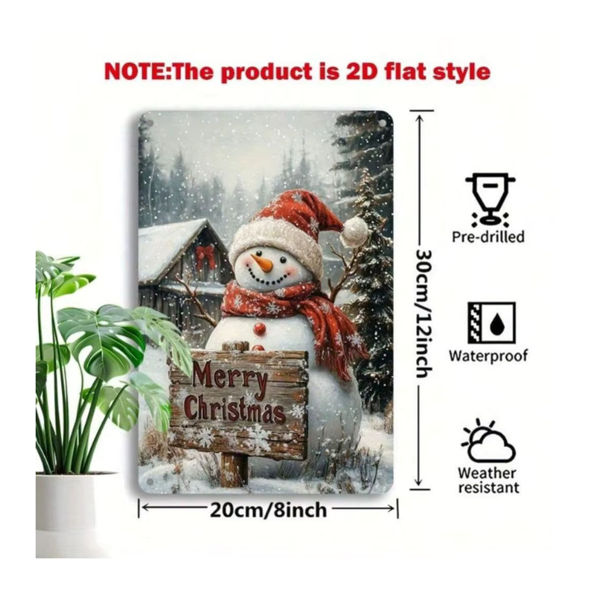 CIFBUY Winter Santa Aluminium Wanddekoration, Mehrfarbiges 2D Metallkunst Poster für Weihnachtsdekoration im Innenraum - Bild 2