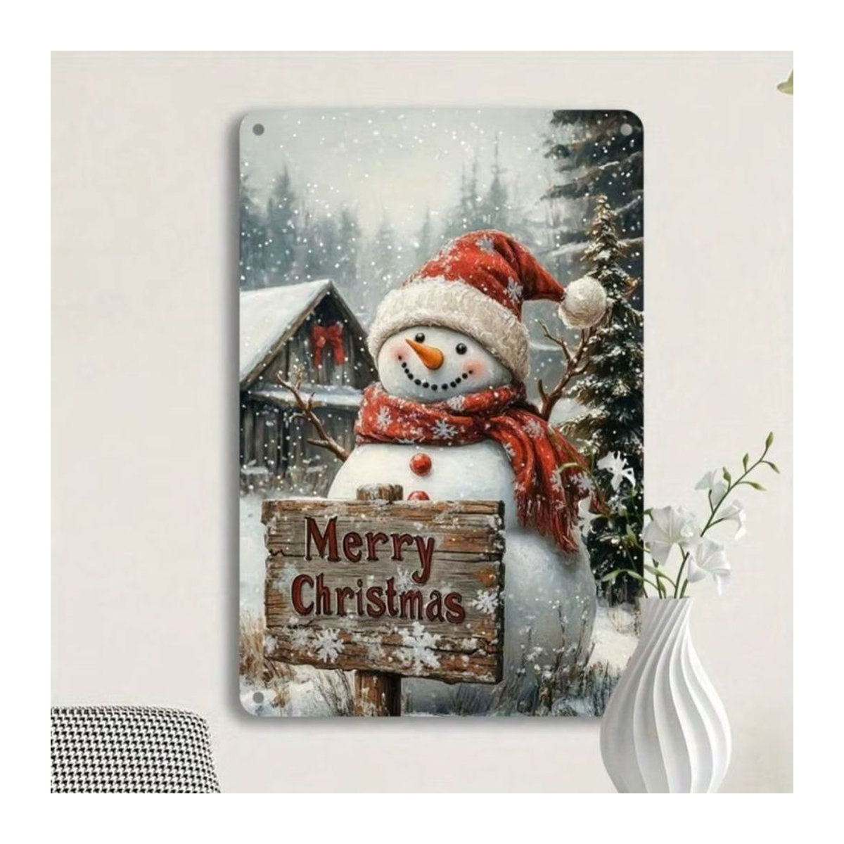 CIFBUY Winter Santa Aluminium Wanddekoration, Mehrfarbiges 2D Metallkunst Poster für Weihnachtsdekoration im Innenraum - Bild 3