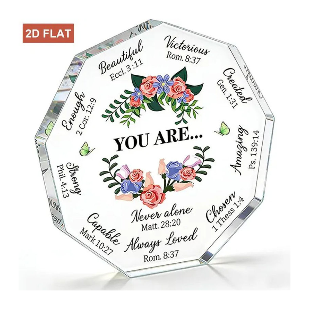 CIFBUY YOU ARE Beautiful Blumen-Schmetterlings-Plakette aus transparentem Glas als florale Tischdekoration - Bild 1