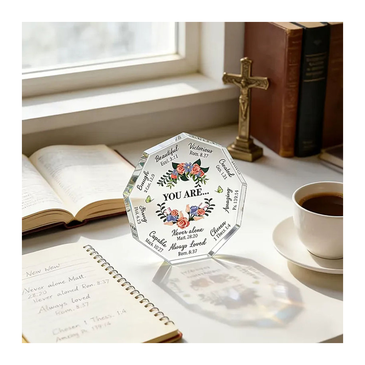 CIFBUY YOU ARE Beautiful Blumen-Schmetterlings-Plakette aus transparentem Glas als florale Tischdekoration - Bild 6