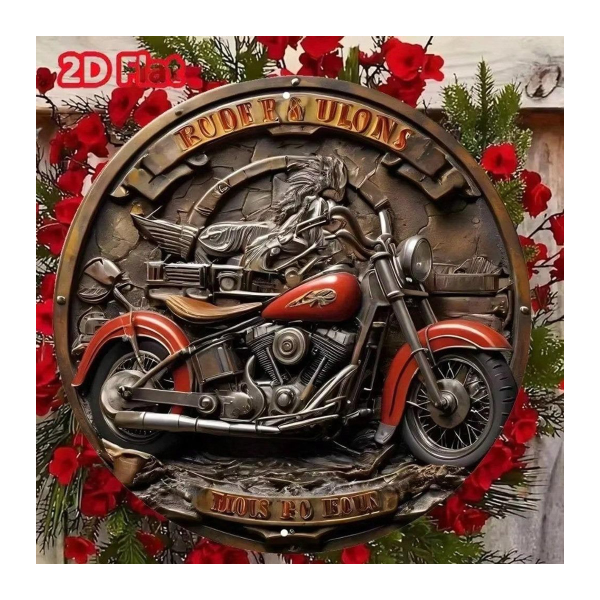 CIFkauf Motorrad Metallschild Rustikale Wandkunst Quadratisch, B/B/H: 20 x 20 x 20 cm, Mehrfarbig - Bild 1