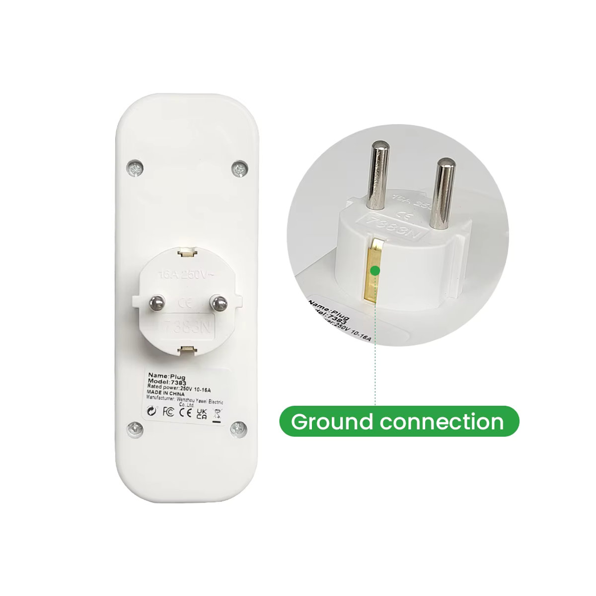 CILIA Dreifach-Schuko-Adaptersteckdose in Weiß, platzsparende Mehrfachsteckdose ohne Kabel, max. 3680 W 250 V/16 A - Bild 3