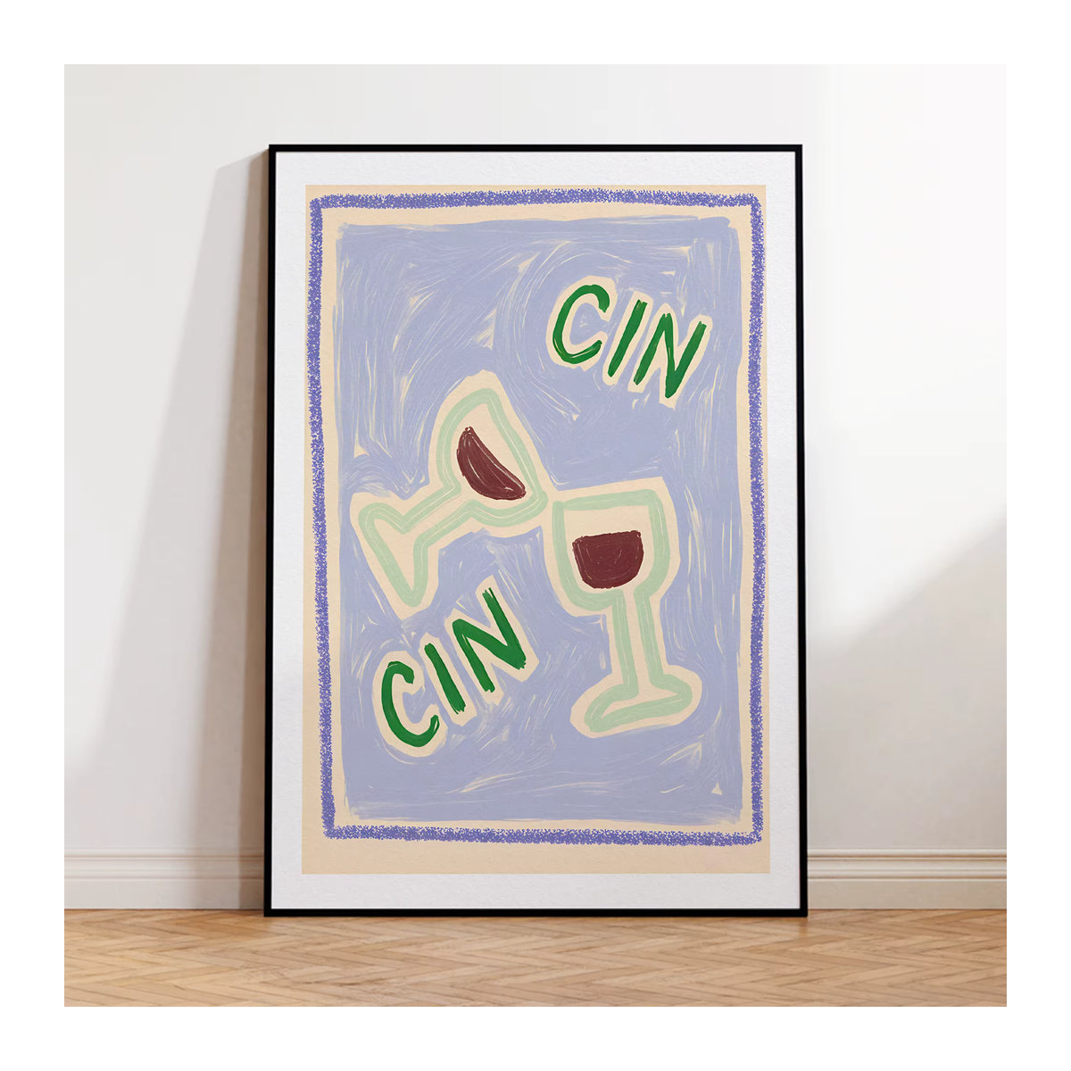 Cin Cincin Wandkunstdruck Typografie Leinwandgemälde in Mehrfarbig als Abstract Poster im Hochformat - Bild 1