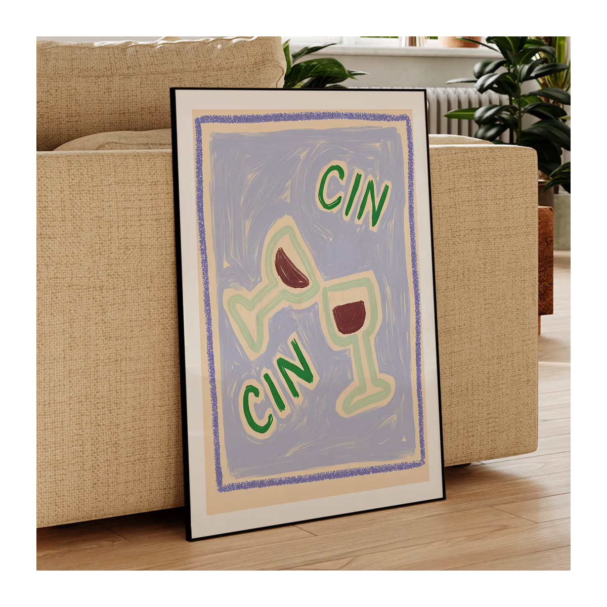 Cin Cincin Wandkunstdruck Typografie Leinwandgemälde in Mehrfarbig als Abstract Poster im Hochformat - Bild 2