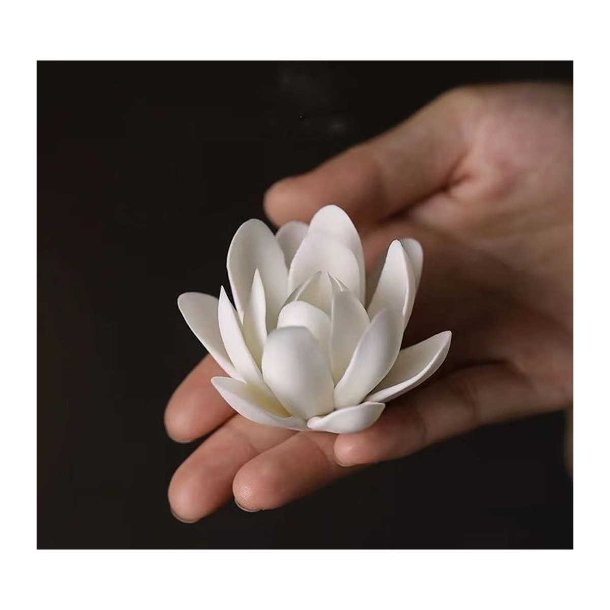 Ciqcai Lotus Weihrauchhalter aus Keramik in Rosa und Weiß für Buddha-Hallen und zur Dekoration - Bild 1