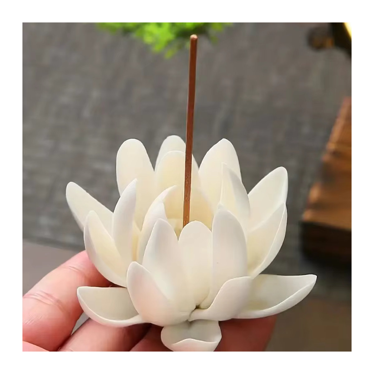 Ciqcai Lotus Weihrauchhalter aus Keramik in Rosa und Weiß für Buddha-Hallen und zur Dekoration - Bild 2