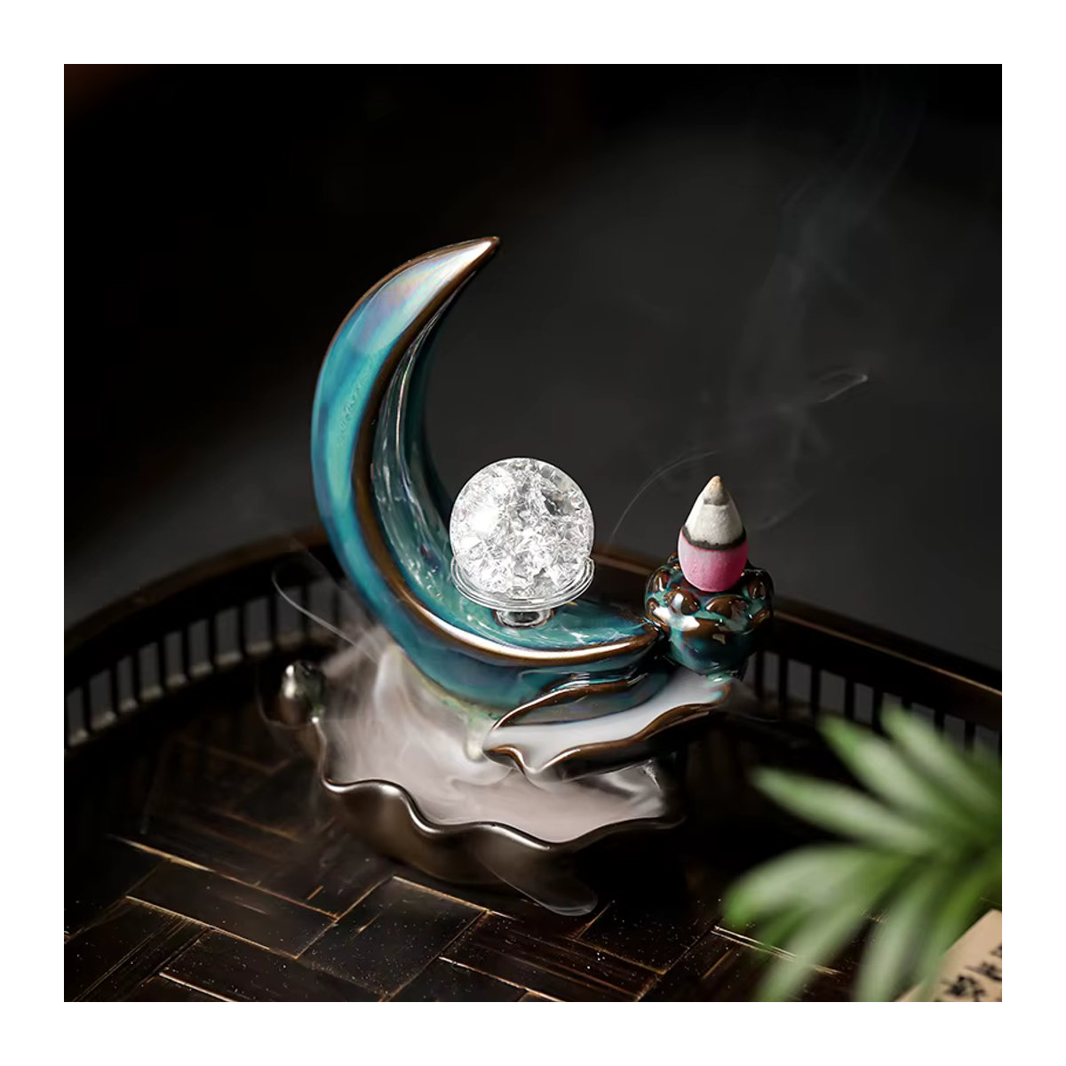 Ciqcai Rückfluss-Räuchergefäß aus Keramik in Mond-Design, mehrfarbig, Bohemian Dekoration - Bild 2