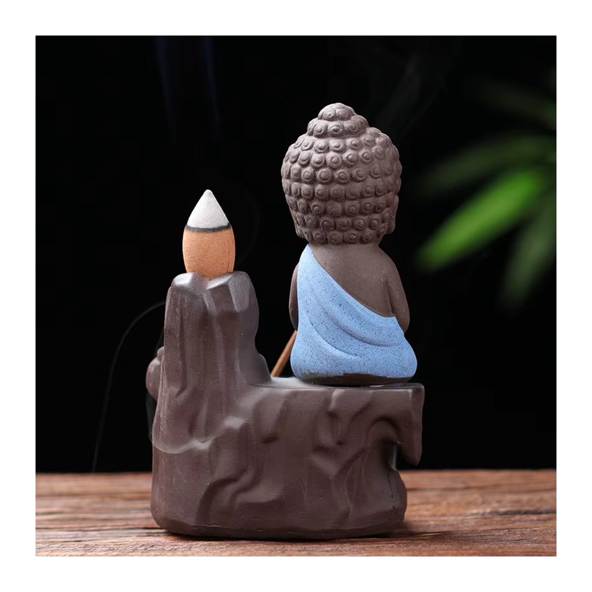 Ciqcai Weihrauchbrenner aus Keramik in lila mit fließendem Sand und dekorativer Statue im orientalischen Design - Bild 3