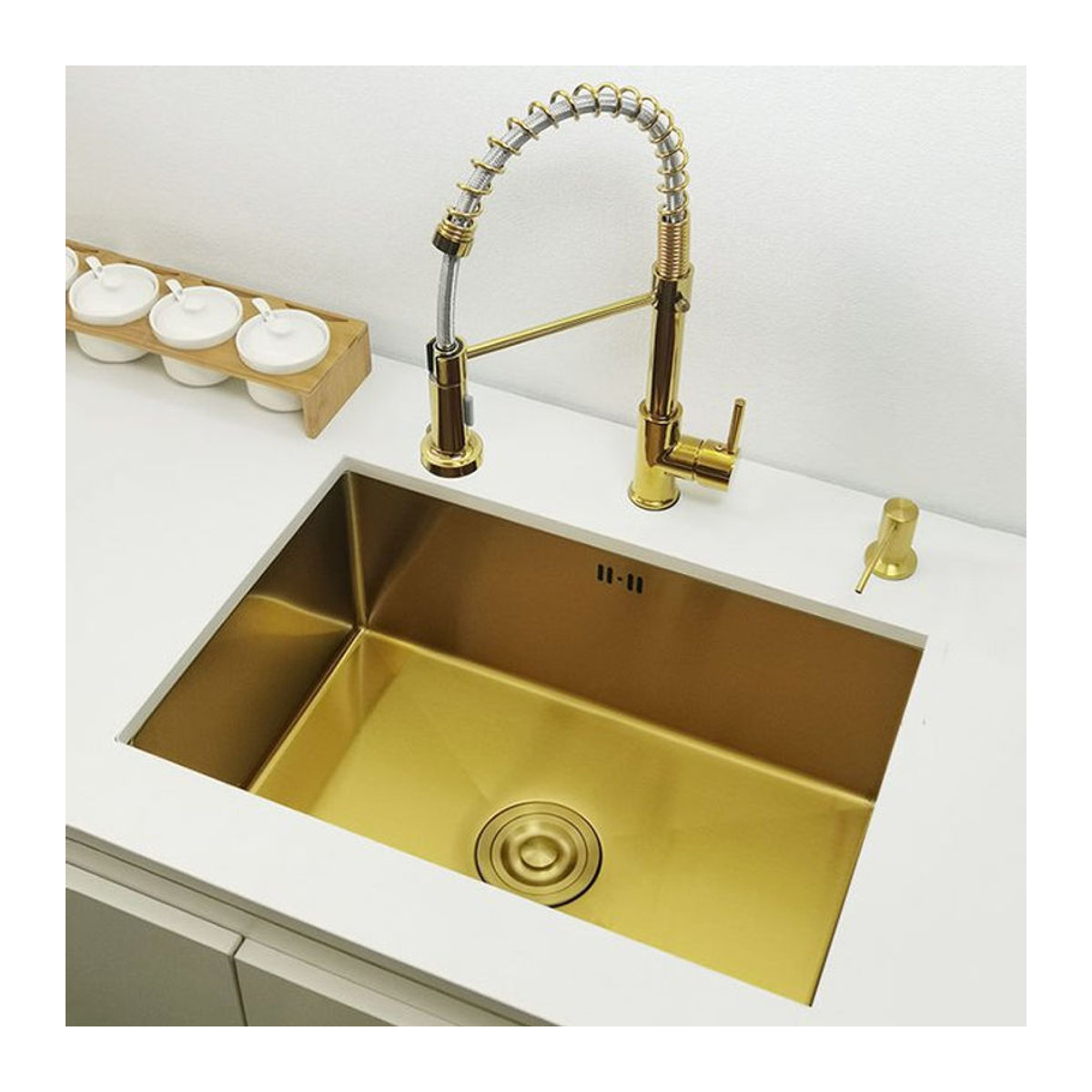 CKWS Küchenspüle aus Edelstahl 304 in Gold, modernes Waschbecken für Bar oder Küche, B/T/H: 45 x 40 x 40 cm - Bild 1