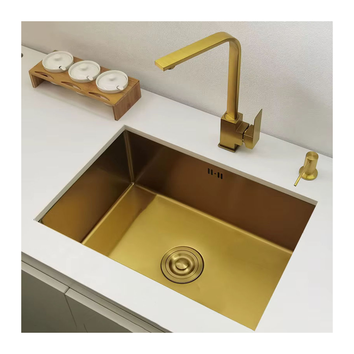 CKWS Küchenspüle aus Edelstahl 304 in Gold, modernes Waschbecken für Bar oder Küche, B/T/H: 45 x 40 x 40 cm - Bild 2