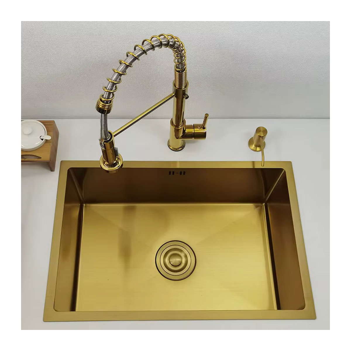 CKWS Küchenspüle aus Edelstahl 304 in Gold, modernes Waschbecken für Bar oder Küche, B/T/H: 45 x 40 x 40 cm - Bild 3
