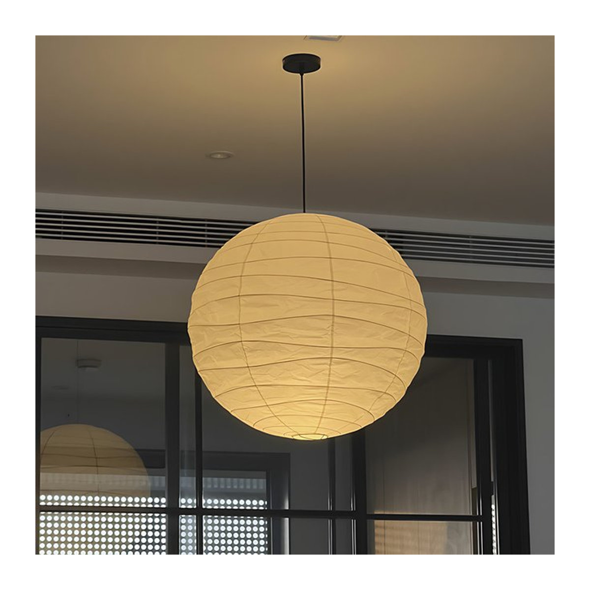 Claeted Akari Noguchi Pendelleuchte aus Papier in Beige, minimalistische runde Kugel-Hängelampe mit E27 Fassung für Wohnzimmer und Schlafzimmer - Bild 1