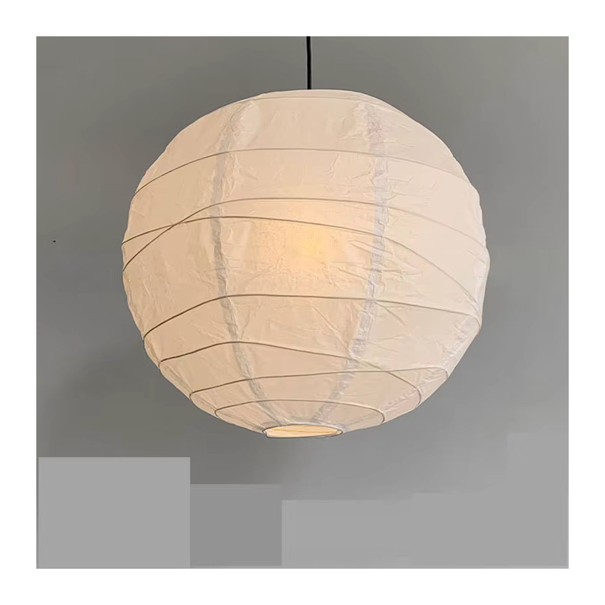 Claeted Akari Noguchi Pendelleuchte aus Papier in Beige, minimalistische runde Kugel-Hängelampe mit E27 Fassung für Wohnzimmer und Schlafzimmer - Bild 4
