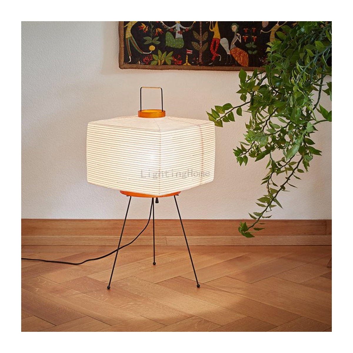 Claeted Japanische Stehlampe im Wabi-Sabi-Stil aus Reispapier in Beige - Bild 1