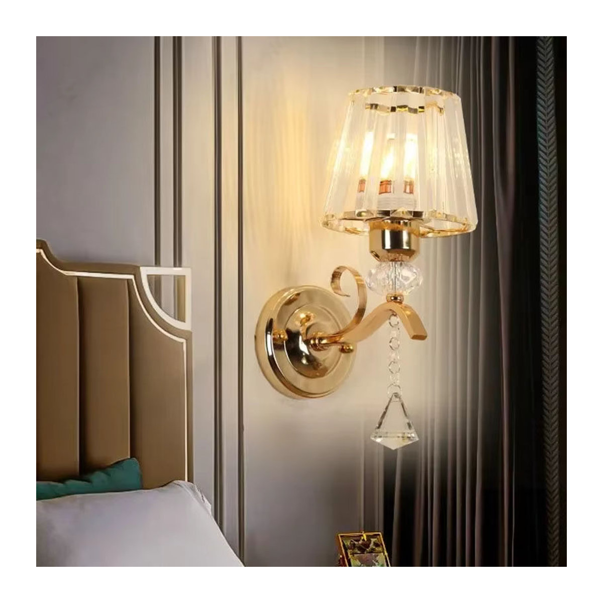 Claeted Klassische LED Wandleuchte mit Kristall-Glaslampenschirm für Wohnzimmer, Schlafzimmer und Badezimmer - Bild 3