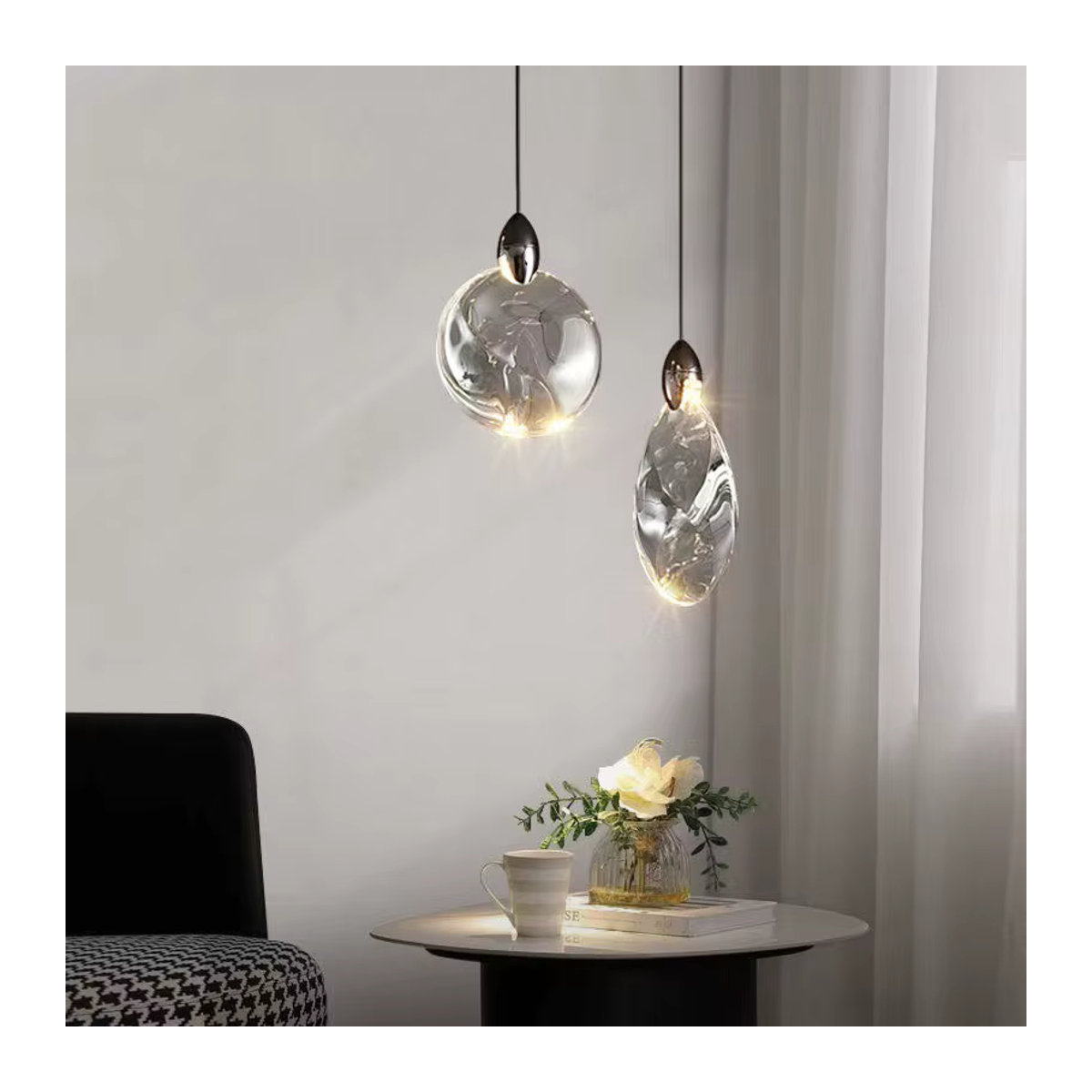 Claeted Kristall-Pendelleuchte im minimalistischen Design für Wohnzimmer und Nachttisch - Bild 3