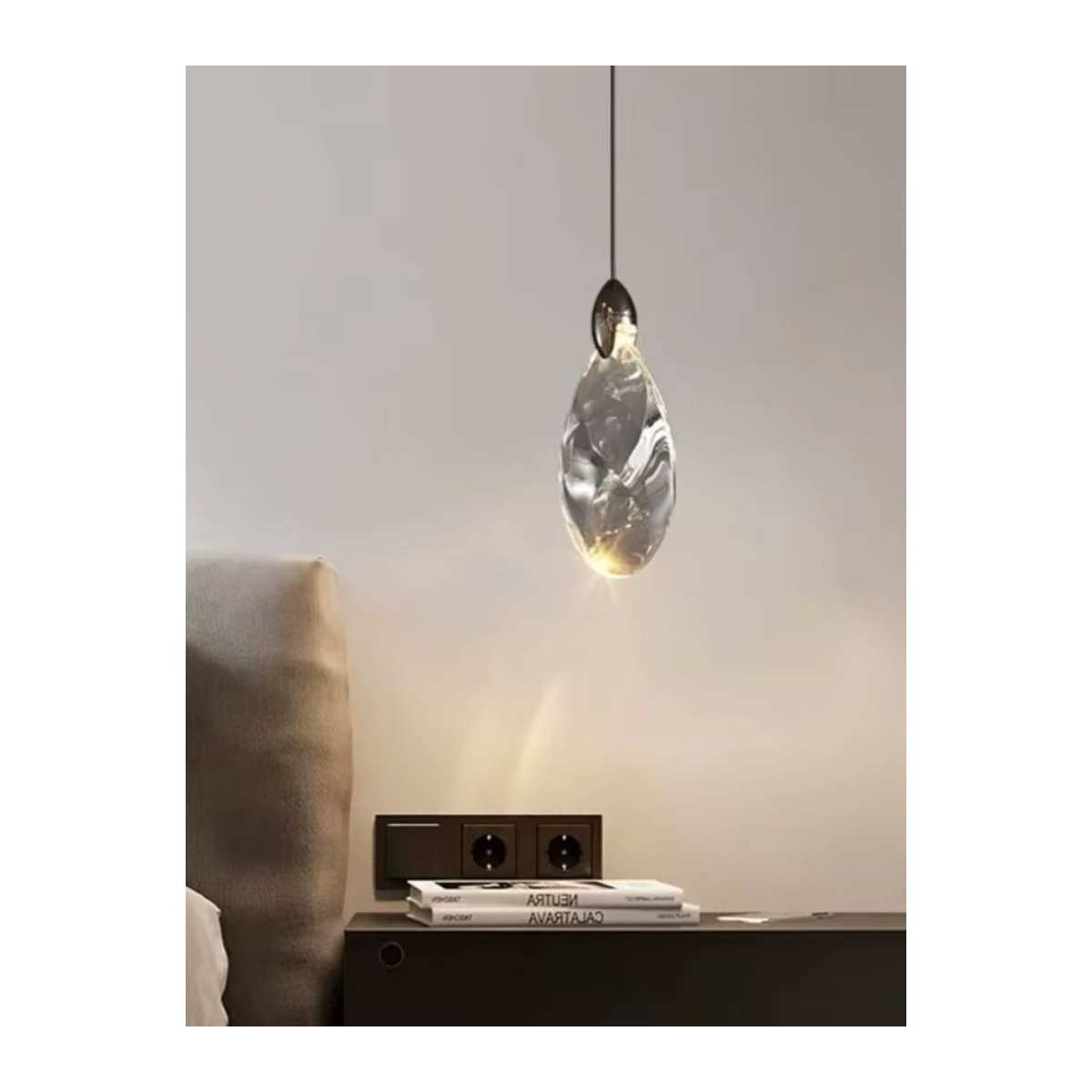 Claeted Kristall-Pendelleuchte im minimalistischen Design für Wohnzimmer und Nachttisch - Bild 5