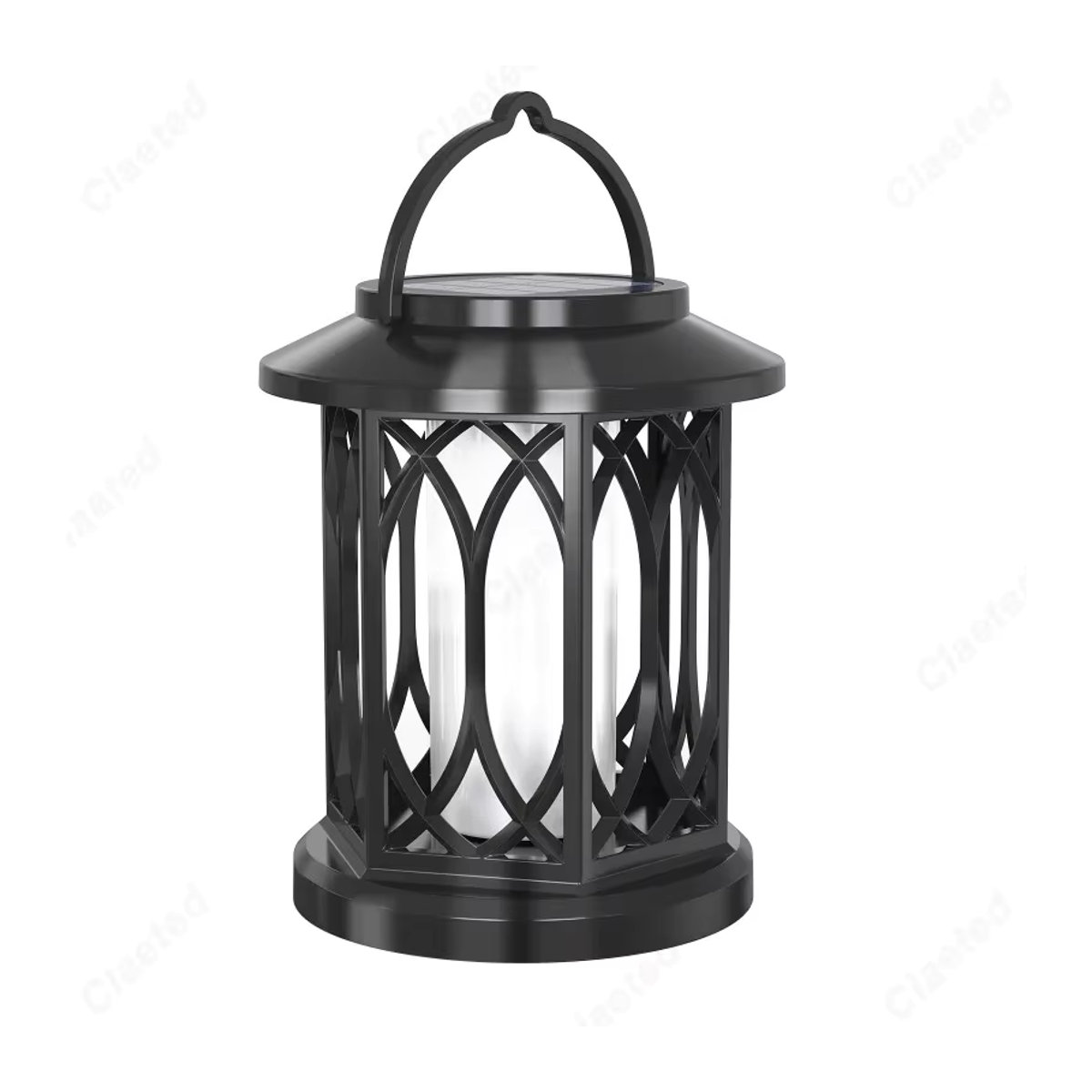 Claeted LED Solar Hof Lampe Flammen Effekt Schwarz IP65 Wasserdicht Klassische Garten Dekoration - Bild 5