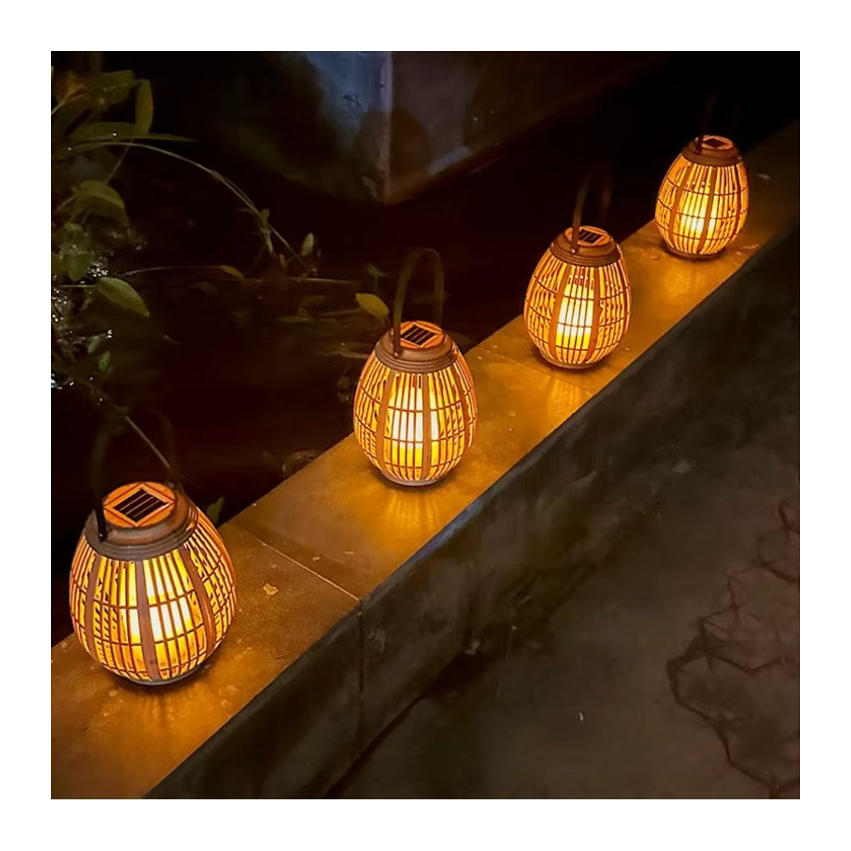 Claeted LED Solar Laterne aus Kunststoff in Braun für Garten und Hof, wasserdichte Dekoration im klassischen Stil - Bild 2
