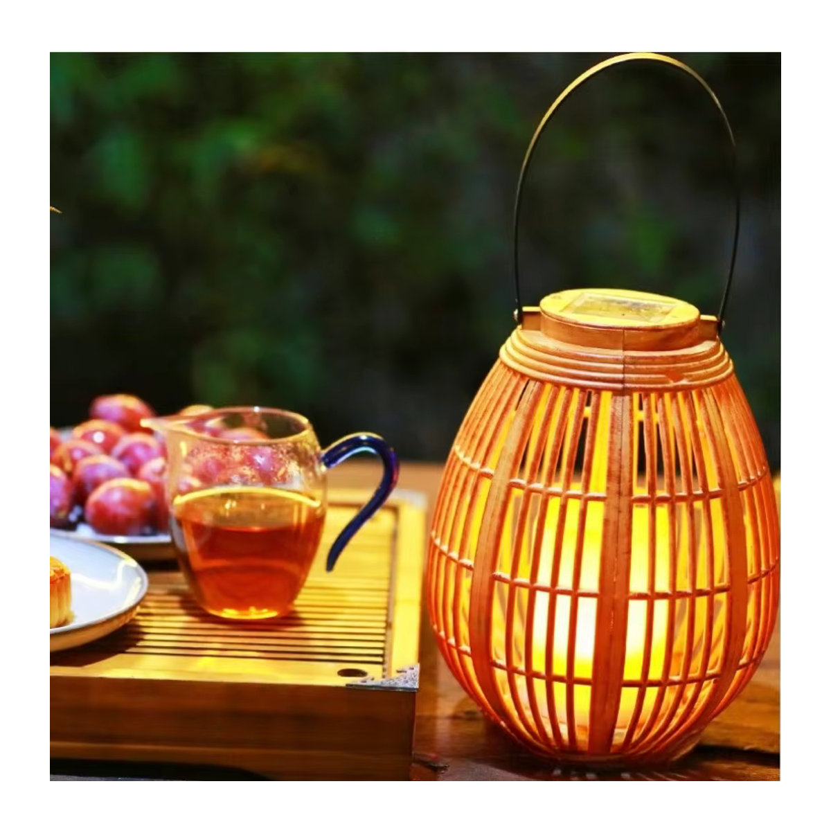 Claeted LED Solar Laterne aus Kunststoff in Braun für Garten und Hof, wasserdichte Dekoration im klassischen Stil - Bild 3
