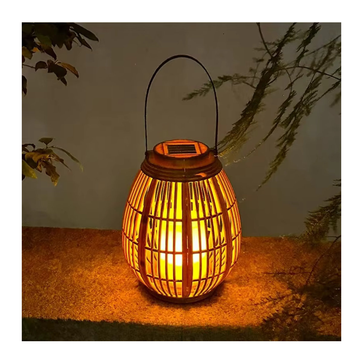 Claeted LED Solar Laterne aus Kunststoff in Braun für Garten und Hof, wasserdichte Dekoration im klassischen Stil - Bild 4