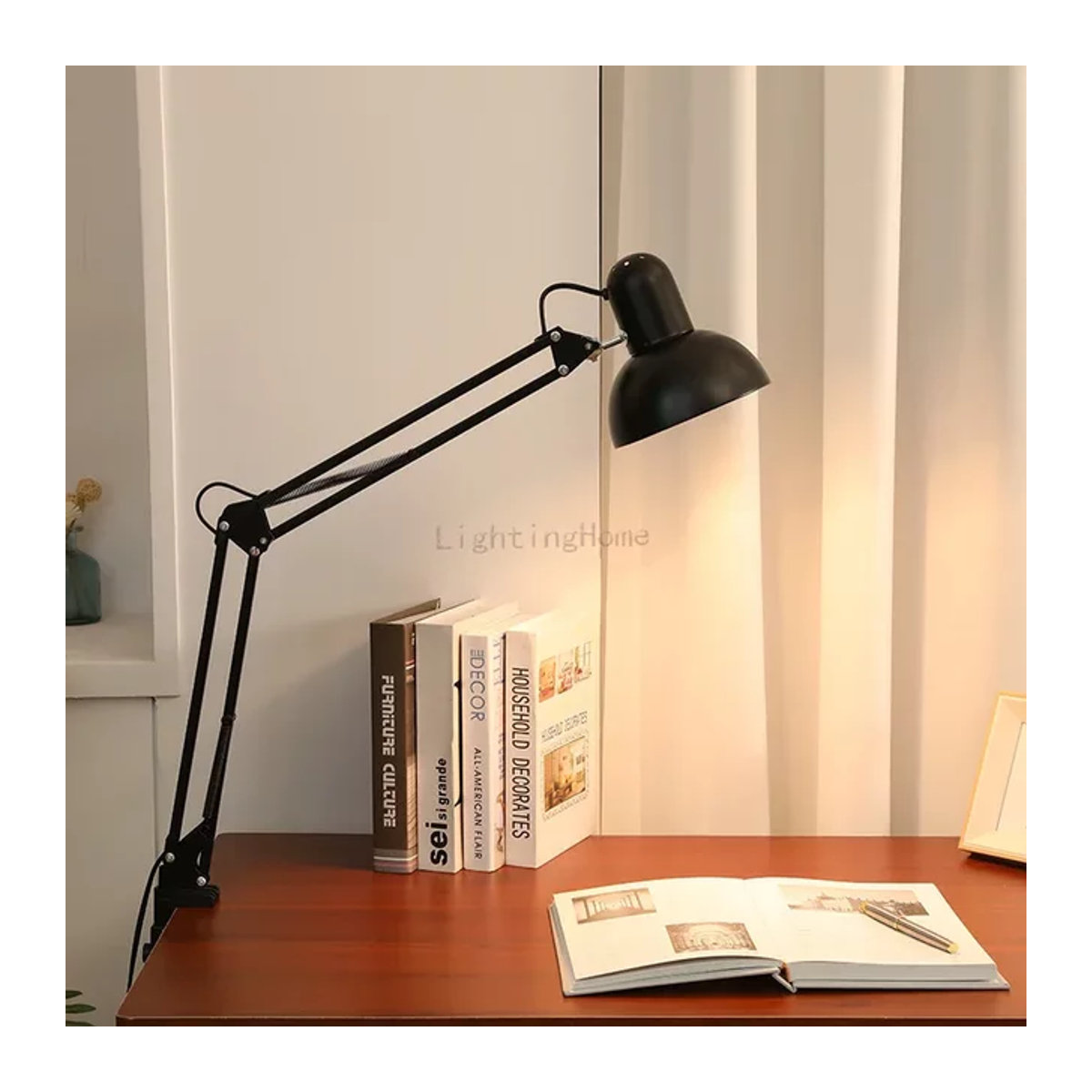Claeted LED Tischlampe mit langem Arm und Klappclip in Schwarz aus Metall für Nail Art, Stickerei und präzises Arbeiten - Bild 1