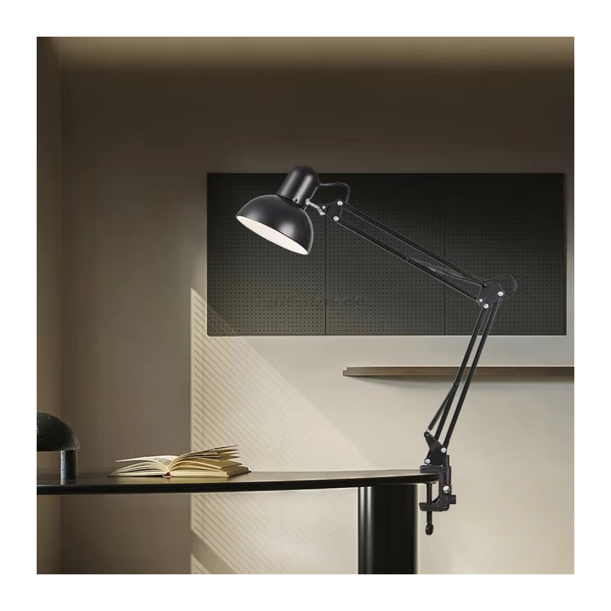 Claeted LED Tischlampe mit langem Arm und Klappclip in Schwarz aus Metall für Nail Art, Stickerei und präzises Arbeiten - Bild 4
