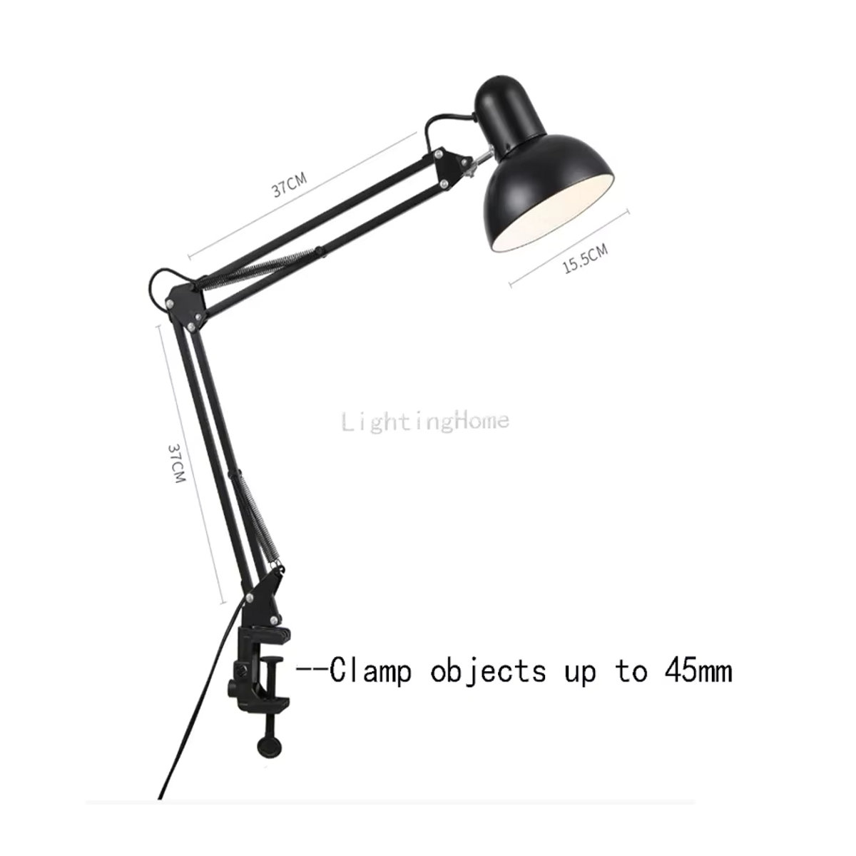 Claeted LED Tischlampe mit langem Arm und Klappclip in Schwarz aus Metall für Nail Art, Stickerei und präzises Arbeiten - Bild 6