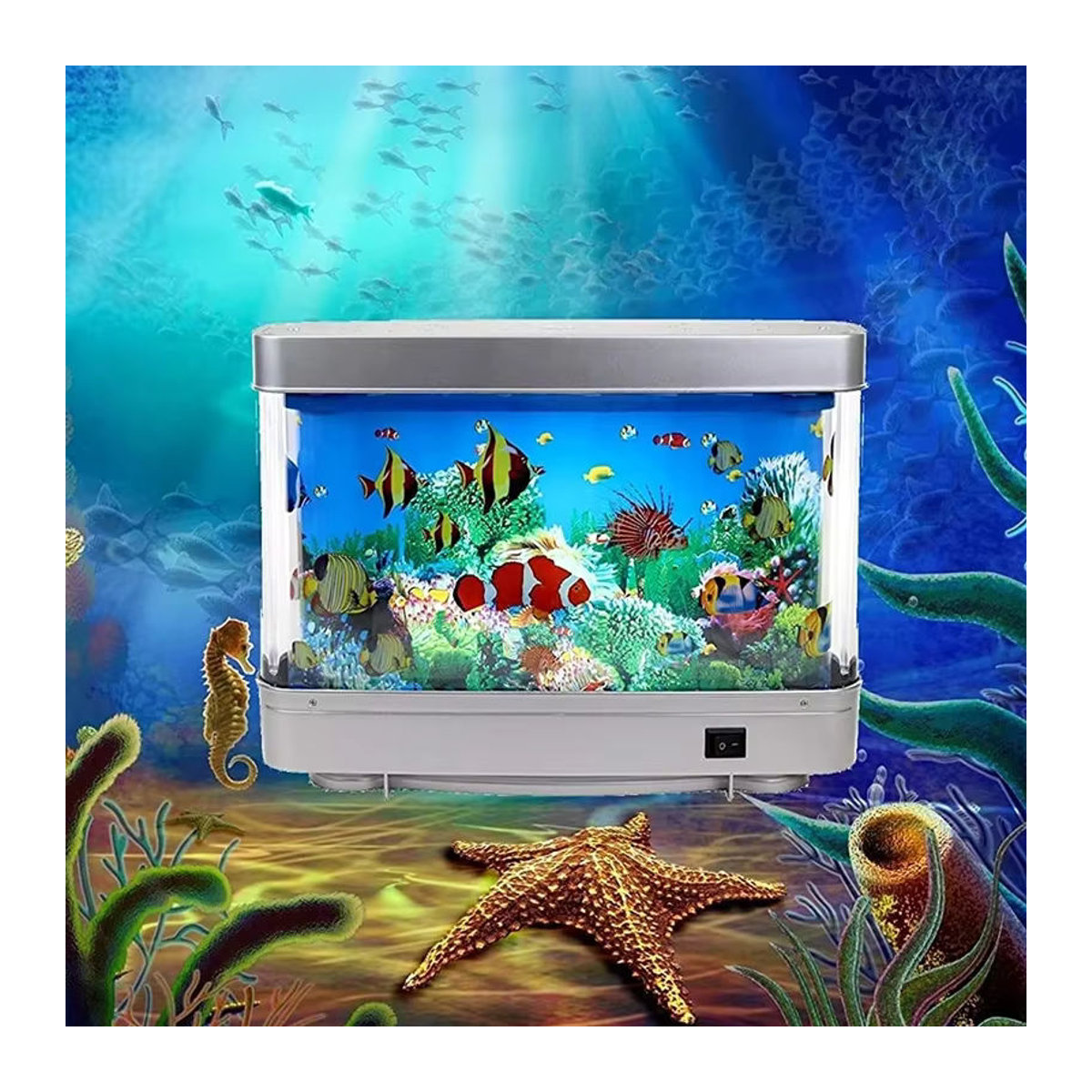 Claeted LED Tischlampe mit tropischem Aquarium-Design und dynamischem Ozean-Effekt in Bunt - Bild 4