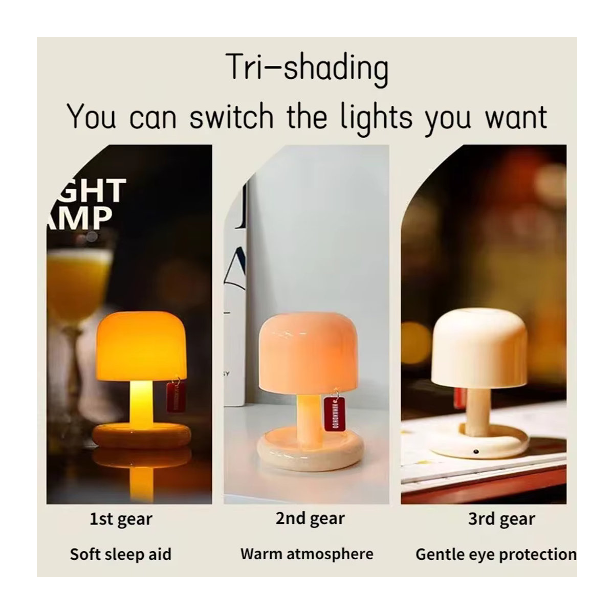 Claeted Mini Desktop Sonnenuntergang Nachtlampe in Orange im Pilz-Stil mit LED und USB-Aufladung - Bild 2