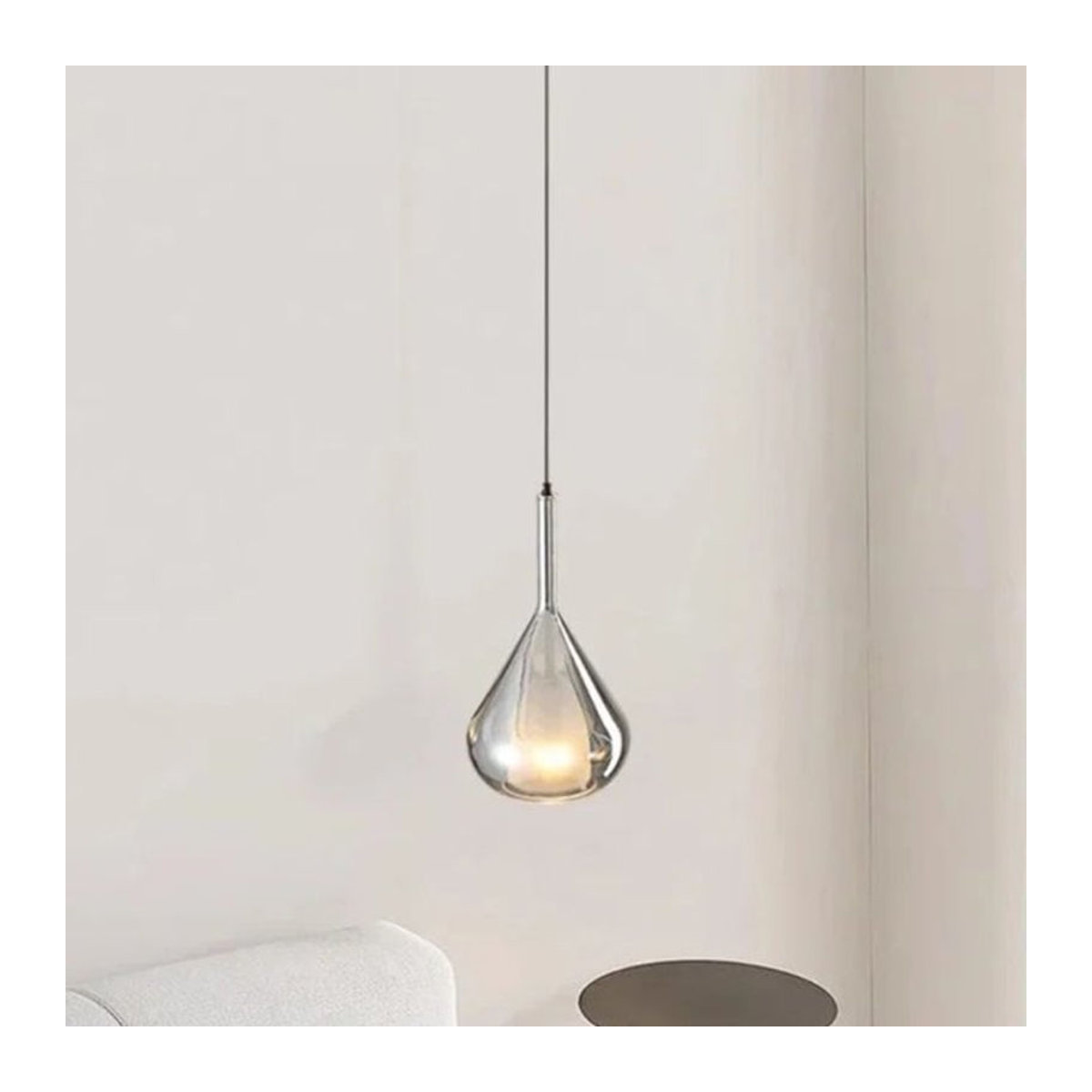 Claeted Minimalistische Glas-Pendelleuchte in Silber, verstellbare Deckenleuchte für Esszimmer, Küche oder Café - Bild 1