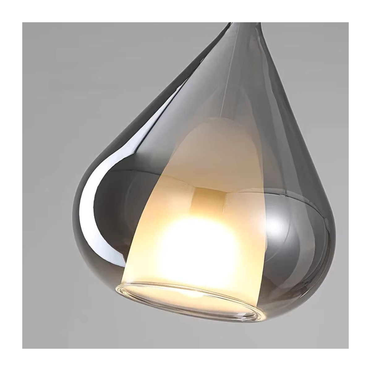 Claeted Minimalistische Glas-Pendelleuchte in Silber, verstellbare Deckenleuchte für Esszimmer, Küche oder Café - Bild 2