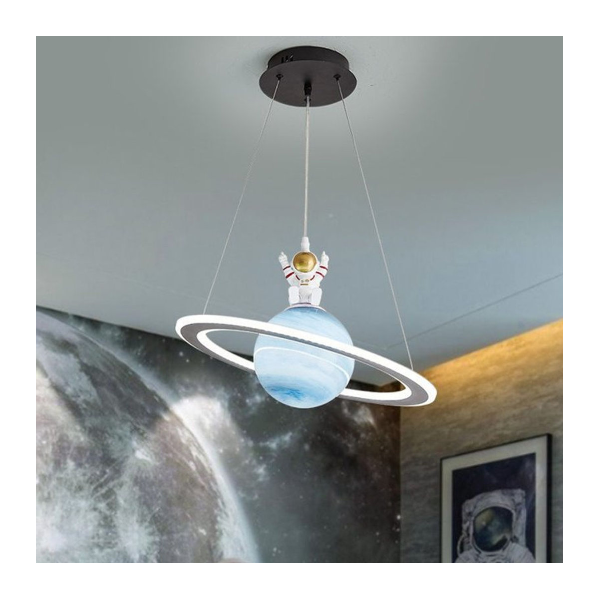 Claeted Moderne Acryl-Planeten-Pendelleuchte in Weiß mit E27 Fassung für Wohnzimmer, Schlafzimmer und Kinderzimmer - Bild 1