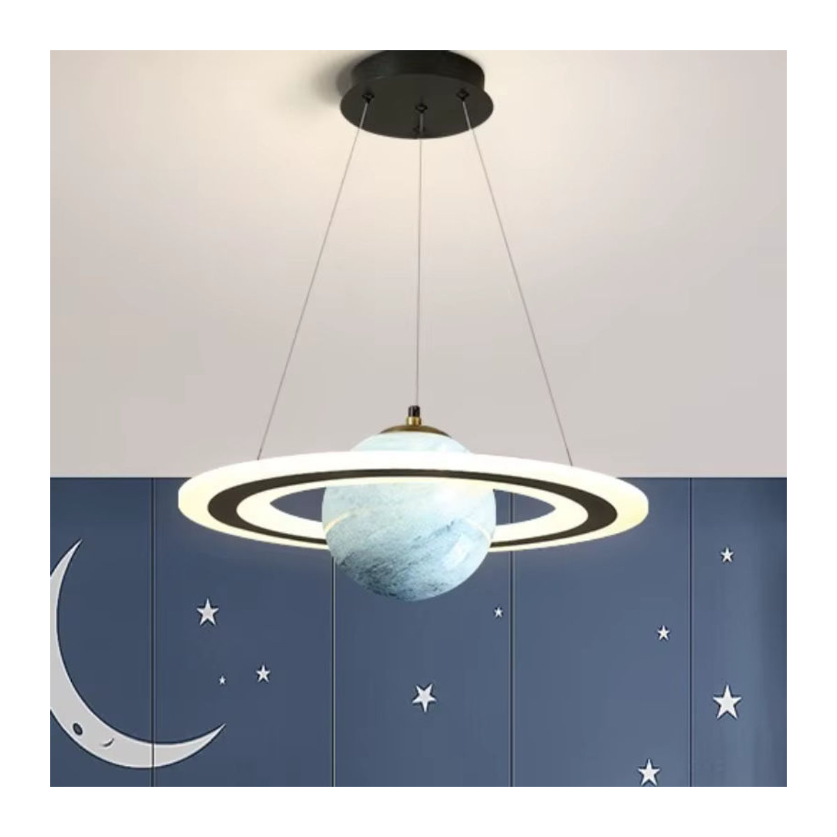 Claeted Moderne Acryl-Planeten-Pendelleuchte in Weiß mit E27 Fassung für Wohnzimmer, Schlafzimmer und Kinderzimmer - Bild 3