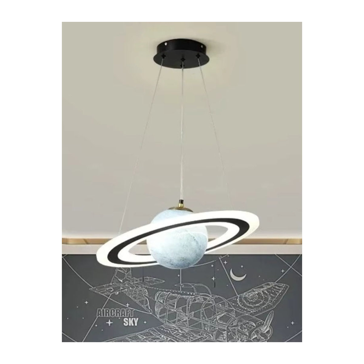 Claeted Moderne Acryl-Planeten-Pendelleuchte in Weiß mit E27 Fassung für Wohnzimmer, Schlafzimmer und Kinderzimmer - Bild 5