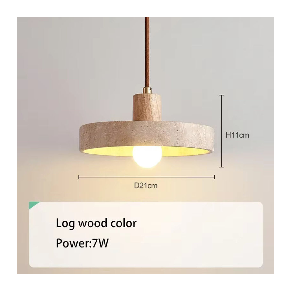 Claeted Pendelleuchte aus Naturstein in Beige mit E27 Fassung für minimalistisches Design - Bild 5