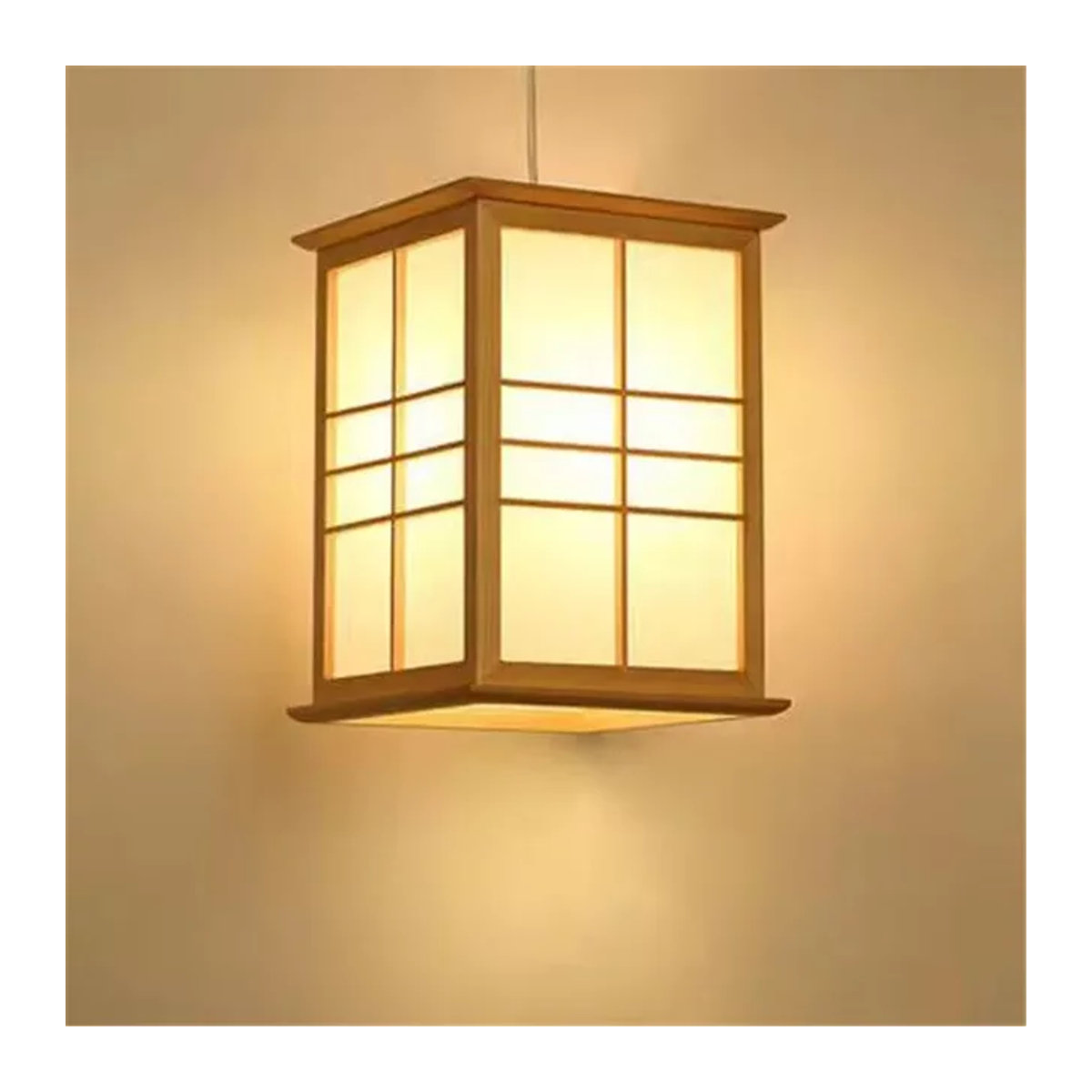 Claeted Pendelleuchte im Japan Stil aus Holz in Natur mit E27 Fassung - Bild 1