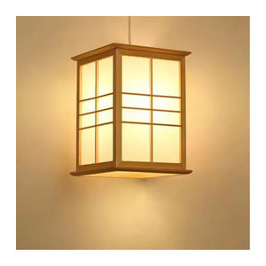 Claeted Pendelleuchte im Japan Stil aus Holz in Natur mit E27 Fassung