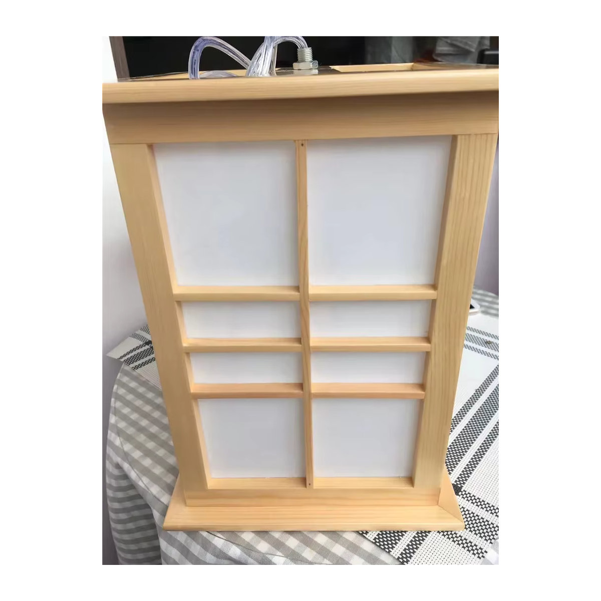 Claeted Pendelleuchte im Japan Stil aus Holz in Natur mit E27 Fassung - Bild 3