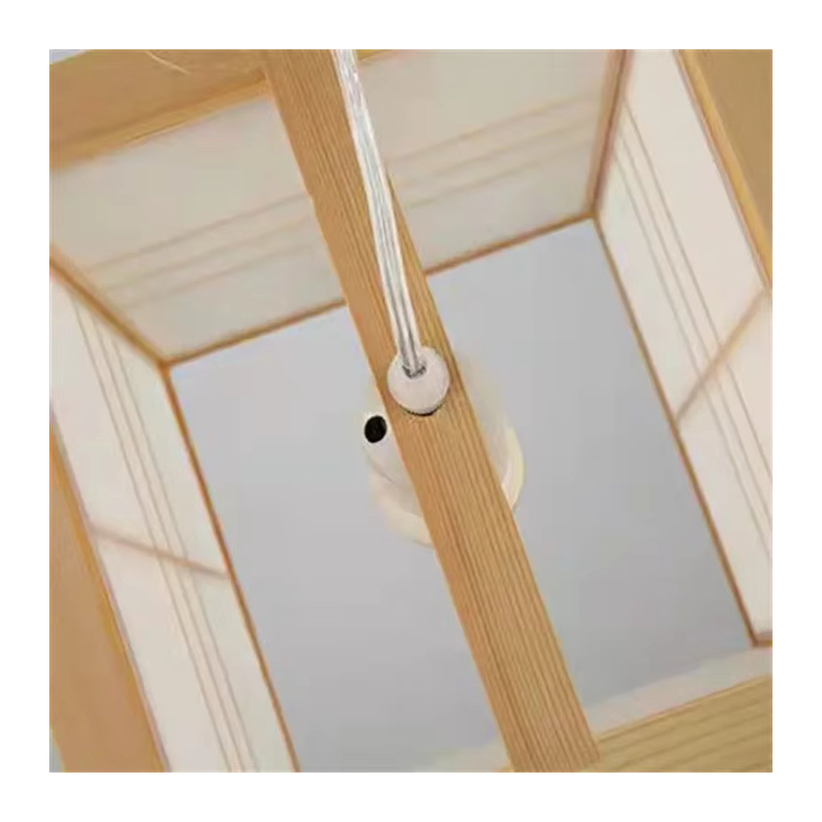 Claeted Pendelleuchte im Japan Stil aus Holz in Natur mit E27 Fassung - Bild 4