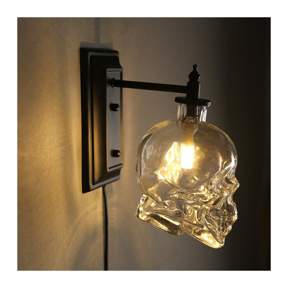 Claeted Retro LED Schädel Wandleuchte in Schwarz mit Glaselementen für Bar Café Wohnzimmer und Schlafzimmer - Bild 1