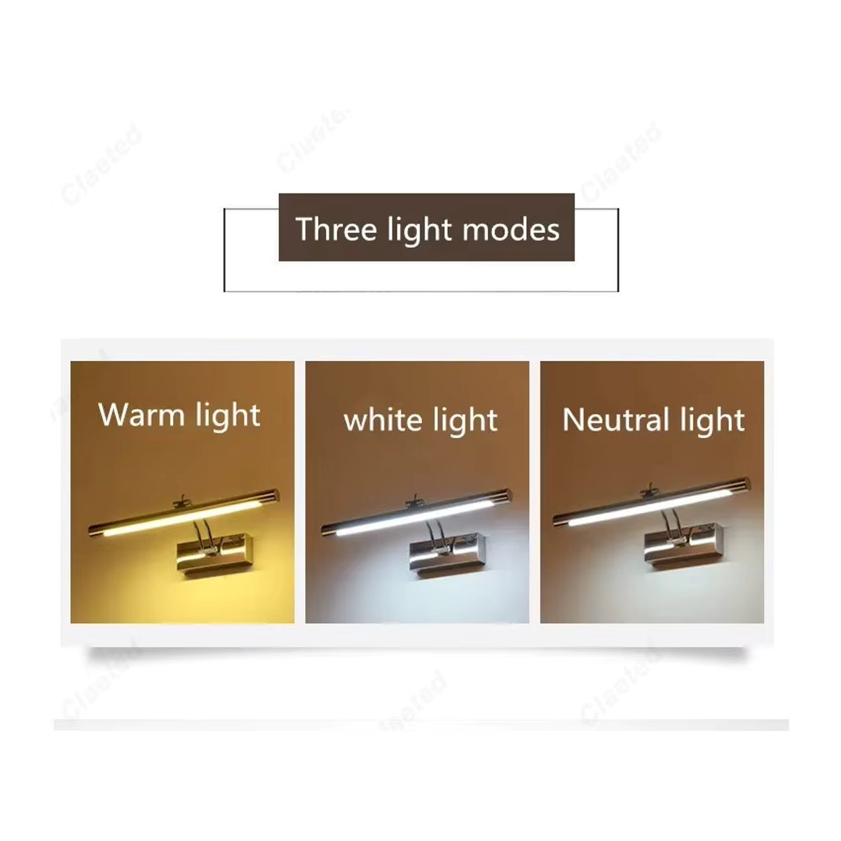 Claeted Retro LED Spiegelleuchte in Silber aus Metall für das Badezimmer B/H/T: 40 x 40 x 9 cm - Bild 4