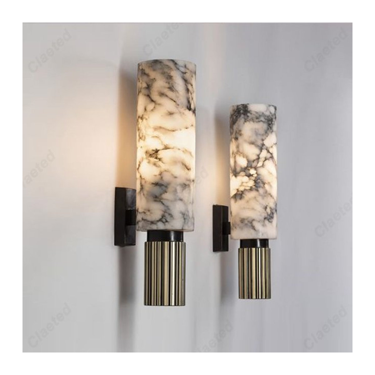 Claeted Retro LED Wandlampe aus Marmor in Schwarz/Weiß für Wohnzimmer, Schlafzimmer und Korridor - Bild 1