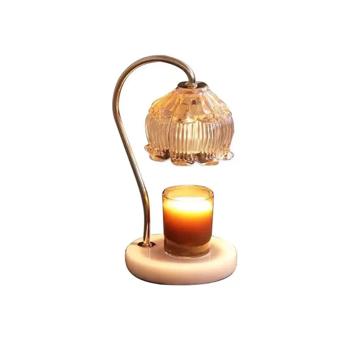 Claeted Retro Wachsschmelzer Tischlampe aus Holz und Marmor in Transparent und Natur - Bild 4