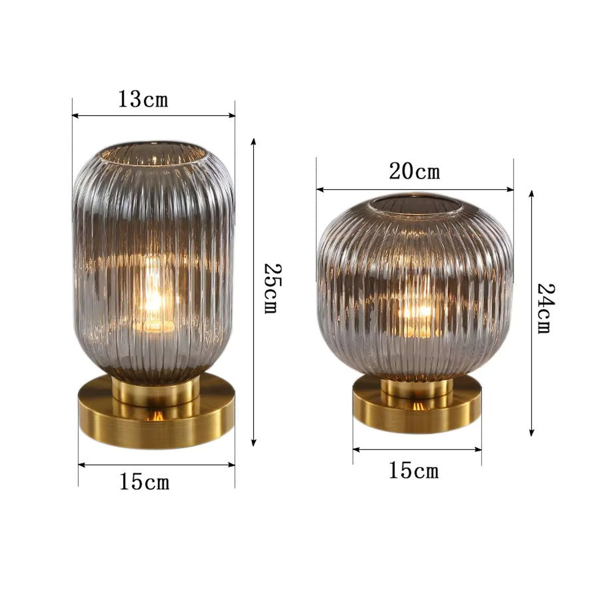 Claeted Tischlampe im skandinavischen Design aus Glas für Schlafzimmer und Wohnzimmer in Weiß, Blau, Bernstein oder Grau - Bild 5