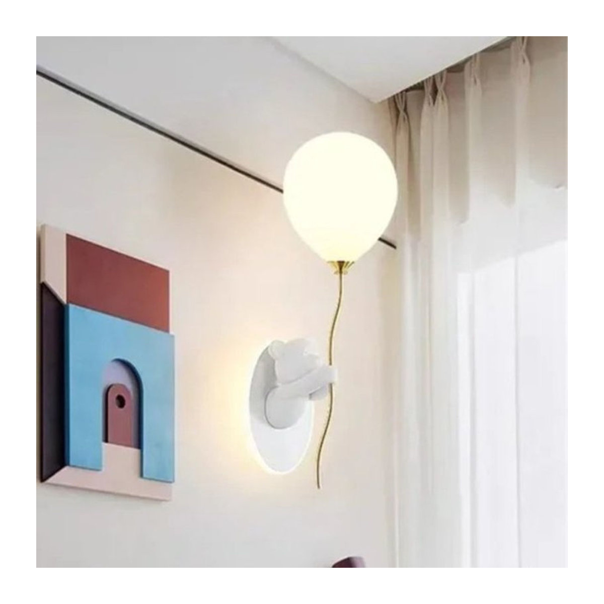 Claeted Wandlampe Bär Cartoon Ballon Design in Weiß für Kinderzimmer und Arbeitszimmer - Bild 1