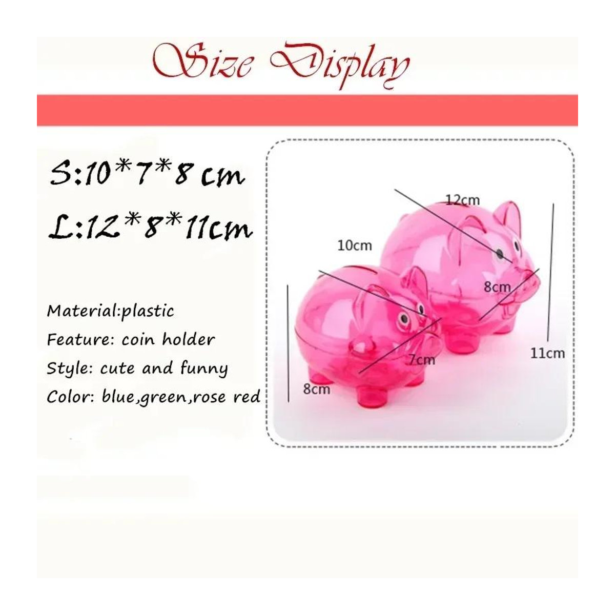 Clear Lovely Piggy Sparschwein aus Kunststoff für Kinder in Blau, Grün oder Rosa - Bild 1